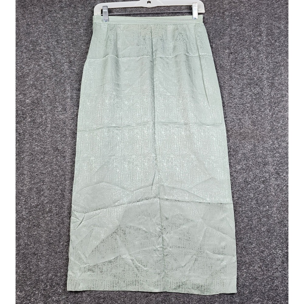 Adrianna Papell Maxi Skirt Womens 6 Sage Green 100% Silk Textured Jacquard